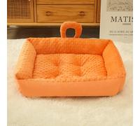 Hixingo Cama Antiestres Peluche para Perro y Gato, Cama Desenfundable Lavable Perro Gato con Base Antideslizante Colchon Felpa Suave para Mascotas Grande Medianos Pequeño (Naranja,M-55x45cm)