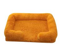 Hixingo Cama Antiestres Peluche para Perro y Gato, Color Sólido Cama Lavable Perro Gato con Base Antideslizante Colchon Felpa Suave para Mascotas Grande Medianos Pequeño (Naranja,XL)