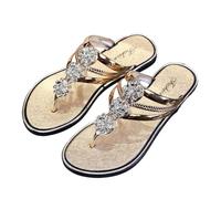 Hixingo Chanclas Verano Mujer 36-45, Chanclas Mujer Verano Playa Suave y Comodas Moda Ligero Sandalias Zapatos con Antideslizante Suela para Piscina, Playa (40,1936-2 Oro)