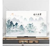Hixingo Cubierta Antipolvo para TV, Funda para Televisor Elástico Protector para Smart TV Cubierta de Televisión Pantalla de Funda impresión de Montaña (40-43",Verde)