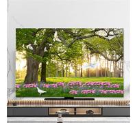 Hixingo Cubierta Antipolvo TV, Patrón Bosque 3D Cubierta Antipolvo Television 32-80inch Funda para Televisor Cubierta de TV Protector TV Protector de Televisión (65inch,Flores)