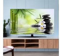Hixingo Cubierta Antipolvo TV, Patrón Hoja de Bambú Cubierta Antipolvo Television 32-80inch Funda para Televisor Elástico Universal Cubierta de TV Protector TV (55inch,Plumeria)