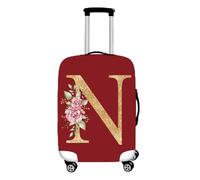Hixingo Cubierta de Equipaje Elástico Funda de Equipaje de Viaje Rojo Letra Flor Funda Protectora de Maletas se Ajusta Viaje Anti-Polvo Luggage Cover 18-32 Pulgadas (N,S (18-20 Pulgada))