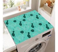 Hixingo Cubre Lavadora Parte Superior, Funda Secadora Carga Superior, Protector Decorativo Cubre Antideslizante para Lavadoras,Secadoras,Cocinas,Autocaravanas,Baños (Cactus verde 8,40x50cm)