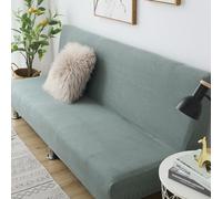 Hixingo Elástica Funda Sofa Cama 3 Plazas sin Brazos, Funda para Futón Antideslizante Color Sólido Protector para Sofá Plegable sin Reposabrazos (190-230cm,Verde Gris)