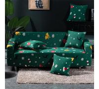 Hixingo Feliz Navidad Funda Sofa Elástica,Fundas Sofa 1 2 3 4 Plazas,Protector Sofa Antideslizante,Cover Protector Todo Incluido,Decoración de Sala de Estar Dormitorio (Verde Navideño,2 Plazas)