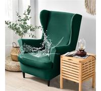Hixingo Funda de Sillón de Orejas Elástica, Salpicaduras Fundas para Sillones Orejeros 2 Piezas con Funda de Cojín, Funda de Sofá Relax para Dormitorio, Salón, Hotel (Verde)
