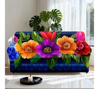 Hixingo Funda Sofa Elástica, Fundas Sofa 4 3 2 1 Plazas, Protector Sofa Antideslizante, Cover Protector Floral Colorido con Reposabrazos, Decoración de Sala Estar Dormitorio (Morado,4 Plazas)