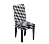 Hixingo Fundas Sillas de Comedor 1 2 4 6 Pack Estampado a Cuadros,Elásticas Fundas para Sillas,Lavables Funda Sillas Comedor,Fundas Sillas Ajustables para Decoracion,Partido (4 Pack,Negro)