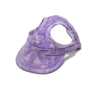 Hixingo Gorra de Béisbol del Perro para Mascota Protector Solar Gorra de Visera para Deportes al Aire Libre, Sombrero Ajustable para Perros Grandes, medianos y pequeños (S,Tie-Dye/Morado)