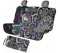 Hixingo Housse de Siège Voiture Arrière Universelle Protection Siège Auto Arrière en Tissu Éponge & Antidérapant Protège Siège pour Chiens et Enfants (150x140cm,Mándala 1)