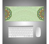 Hixingo Impresión de Mandalas Alfombrilla Ratón, Alfombrilla Rató XXL/XL, Alfombrilla Gaming con Bordes cosidos y Base Antideslizante, Mouse Pad para oficinas y hogares (800*300*3mm,mandala verde)
