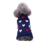 Hixingo Jersey para Perros Grandes Medianos Pequeños, Jersey de Forro Punto Perro Cálido Invierno Suave y Cómodo para el Animal y Fácil de Poner y Clima Frío (Corazones Blancos,S)
