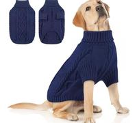Hixingo Jersey para Perros Grandes Medianos Pequeños, XS-5XL Jersey de Forro Punto Perro Cálido Invierno Suave y Cómodo para el Animal y Fácil de Poner y Clima Frío (Azul Marino,S)