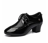 Hixingo Latin Dancing Shoes Women 5CM, Latin Dance Shoes Close Toe Ladies Low Heel Ankle Boots Party Prom Sandals for Cha-cha, Rumba, Samba Dancing (DZW2 Negro,37)