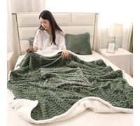 Hixingo Manta y Cojin 2 en 1, Manta de Cojín de Viaje Suave y Cálido Multifuncional Manta de Peluche y Almohada en Uno para Avión Coche, Oficina, Sofá Cama (40 * 40cm,Felpa-Verde Salvia)