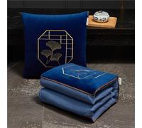Hixingo Manta y Cojin 2 en 1, Manta de Cojín de Viaje Suave y Cálido Multifuncional Manta de Peluche y Almohada en Uno para Avión Coche, Oficina, Sofá Cama (Ginkgo Biloba - Azul,40 * 40cm)