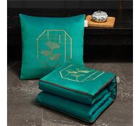 Hixingo Manta y Cojin 2 en 1, Manta de Cojín de Viaje Suave y Cálido Multifuncional Manta de Peluche y Almohada en Uno para Avión Coche, Oficina, Sofá Cama (Ginkgo Biloba - Verde Lago,40 * 40cm)