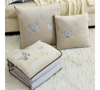 Hixingo Manta y Cojin 2 en 1, Manta de Cojín de Viaje Suave y Cálido Multifuncional Manta de Peluche y Almohada en Uno para Avión Coche, Oficina, Sofá Cama (50 * 50cm,Mariposa-Beige)