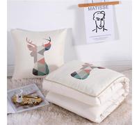 Hixingo Manta y Cojin 2 en 1, Manta de Cojín de Viaje Suave y Cálido Multifuncional Manta de Peluche y Almohada en Uno para Avión Coche, Oficina, Sofá Cama (Ciervo Triangular,40 * 40cm)