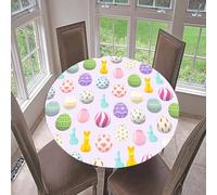 Hixingo Mante Estampado Semana Santa, Redondo Mantel con Borde Elástico, Lavable Cubre Encimera 90-200cm para Cocina, Comedor, Dormitorio (Morado Rosa,120cm)