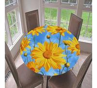 Hixingo Mantel Margarita 3D, Redondo Mantel con Borde Elástico, Lavable Cubre Encimera 90-200cm para Cocina, Comedor, Dormitorio (Azul Amarillo,130cm)