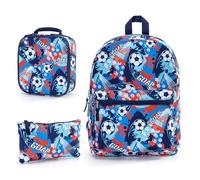 Hixingo Mochilas Escolares Infantil para Niños y Niñas, Ligero Duradero Adolescentes Mochila Casual Mochila Escolar Unisex para Colegio Viajes Deportes (Fútbol Azul,3 Piezas)
