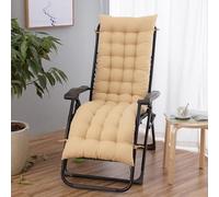Hixingo Monochrome Cojin Tumbona con Respaldo, Suave y Cómodo Cojines para Tumbonas de Jardín Colchoneta Hamaca Jardin Antideslizante para Tumbonas, Sillas y Mecedora (Beige,48x155cm)