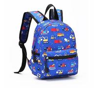 Hixingo Niños Mochilas de Doble Capa - Patrón de Auto Bolsa para la Escuela Dibujos Animados Mochila con Bolsillos Laterales Escuela Primaria Kindergarten Mochilas (Coche Azul,M 25x17x33cm)