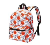 Hixingo Niños Mochilas de Doble Capa - Patrón de Fútbol Bolsa para la Escuela Dibujos Animados Mochila con Bolsillos Laterales Escuela Primaria Kindergarten Mochilas (Canasta de Baloncesto)