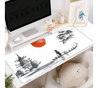 Hixingo Paisaje Chino Alfombrilla Ratón XXL/XL/L, Alfombrilla Rató, Alfombrilla Gaming con Bordes cosidos y Base Antideslizante, Mouse Pad Oficinas Hogares (800 * 300 * 3mm,Hojas de bambú)