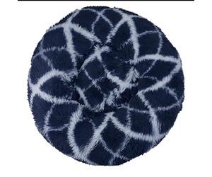 Hixingo Redonda Cama Antiestres Peluche para Perro y Gato, Patrones Elegantes Cama Perro Gato con Base Antideslizante Colchon Felpa Suave para Mascotas Grande Medianos Pequeño (Azul Marino,50cm)