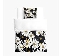 Hixingo Ropa de Cama Lnfantil, 1 Funda Nordica + 1 Funda de Almohada,Ropa de Cama de Microfibra Poliéster, Linda Estampado Margarita 3D para Niños y Niñas (Margarita Negra,120x150cm+40x60cm)