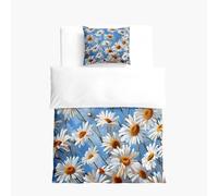 Hixingo Ropa de Cama Lnfantil, 1 Funda Nordica + 1 Funda de Almohada,Ropa de Cama de Microfibra Poliéster, Linda Estampado Margarita 3D para Niños y Niñas (Margarita Azul Cielo,90x190cm+40x60cm)