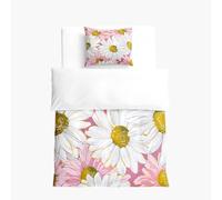 Hixingo Ropa de Cama Lnfantil, 1 Funda Nordica + 1 Funda de Almohada,Ropa de Cama de Microfibra Poliéster, Linda Estampado Margarita 3D para Niños y Niñas (Margarita Blanca Rosa,135x200cm+50x75cm)