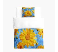 Hixingo Ropa de Cama Lnfantil, 1 Funda Nordica + 1 Funda de Almohada,Ropa de Cama de Microfibra Poliéster, Linda Estampado Margarita 3D para Niños y Niñas (Margarita Azul,135x200cm+50x75cm)