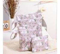 Hixingo Sac à Couches Lavables 3 Pc, Réutilisable Sac à Maillot Mouillé Étanche Organiseur Pochette Couche Lavable, Imperméable Eclair Wetbag de Voyage pour Les Plage Piscine (Rosa,3PC)