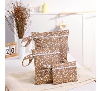 Hixingo Sac à Couches Lavables 3 Pc, Réutilisable Sac à Maillot Mouillé Étanche Organiseur Pochette Couche Lavable, Imperméable Eclair Wetbag de Voyage pour Les Plage Piscine (Marrón,3PC)