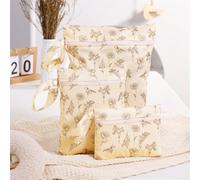 Hixingo Sac à Couches Lavables 3 Pc, Réutilisable Sac à Maillot Mouillé Étanche Organiseur Pochette Couche Lavable, Imperméable Eclair Wetbag de Voyage pour Les Plage Piscine (Beige 2,3PC)