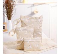 Hixingo Sac à Couches Lavables 3 Pc, Réutilisable Sac à Maillot Mouillé Étanche Organiseur Pochette Couche Lavable, Imperméable Eclair Wetbag de Voyage pour Les Plage Piscine (Beige 1,3PC)