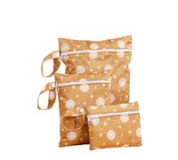 Hixingo Sac à Couches Lavables 3 Pc, Réutilisable Sac à Maillot Mouillé Étanche Organiseur Pochette Couche Lavable, Imperméable Eclair Wetbag de Voyage pour Les Plage Piscine (Camello,3PC)