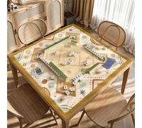Hixingo Tapete de Mahjong 80x80 cm, Estilo Bohemio Tapete de Mesa de Juegos Antideslizante Grueso Silencioso, Protector de Mesa con Respaldo de Goma, para Dominó, Cartas (Camel)