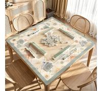 Hixingo Tapete de Mahjong 80x80 cm, Estilo Bohemio Tapete de Mesa de Juegos Antideslizante Grueso Silencioso, Protector de Mesa con Respaldo de Goma, para Dominó, Cartas (Verde)