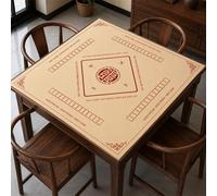 Hixingo Tapete de Mahjong 80x80 cm, Estilo Tapete de Mesa de Juegos Antideslizante Grueso Silencioso, Protector de Mesa con Respaldo de Goma, para Dominó, Cartas (Beige)
