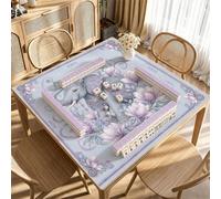 Hixingo Tapete de Mahjong 80x80 cm, Impresión Animales Tapete de Mesa de Juegos Antideslizante Grueso Silencioso, Protector de Mesa con Respaldo de Goma, para Dominó, Cartas (Elefante)