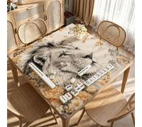 Hixingo Tapete de Mahjong 80x80 cm, Impresión Flores Animales Tapete de Mesa de Juegos Antideslizante Grueso Silencioso, Protector de Mesa con Respaldo de Goma, para Dominó, Cartas (León)