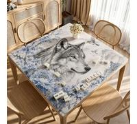 Hixingo Tapete de Mahjong 80x80 cm, Impresión Flores Animales Tapete de Mesa de Juegos Antideslizante Grueso Silencioso, Protector de Mesa con Respaldo de Goma, para Dominó, Cartas (Lobo)