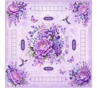Hixingo Tapete de Mahjong 80x80 cm, Moderno Tapete de Mesa de Juegos Antideslizante Grueso Silencioso, Protector de Mesa con Respaldo de Goma, para Dominó, Cartas (Morado1)