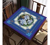 Hixingo Tapete de Mahjong 80x80 cm, Tapete de Mesa de Juegos Antideslizante Delgado Silencioso Portátil, Protector de Mesa con Respaldo de Goma, para Dominó, Cartas (Flor Azul)