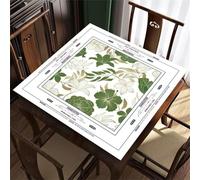Hixingo Tapete de Mahjong 80x80 cm, Tapete de Mesa de Juegos Antideslizante Delgado Silencioso Portátil, Protector de Mesa con Respaldo de Goma, para Dominó, Cartas (Flor Verde)